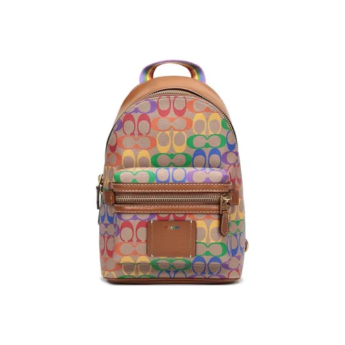 COACH ACADEMY Покрытый холст Рюкзак Мужской Коричневый Радужный