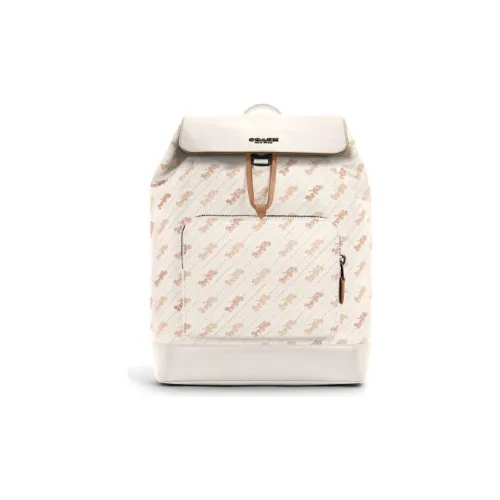 COACH Тернер Покрытый холст с утонченной телячьей кожей большой рюкзак мужской цвет экрю