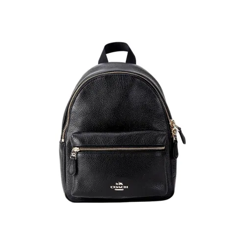COACH Charlie Litchi Grain Leather Backpack Small Women's Black