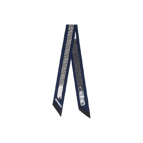 HERMES Twilly Шелковые шарфы Темно-синий и Черный Унисекс