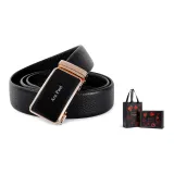 Чёрный ремешок с золотой пряжкой + премиум-коробка