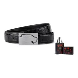 Черный ремешок с серебряной пряжкой + премиум-бокс