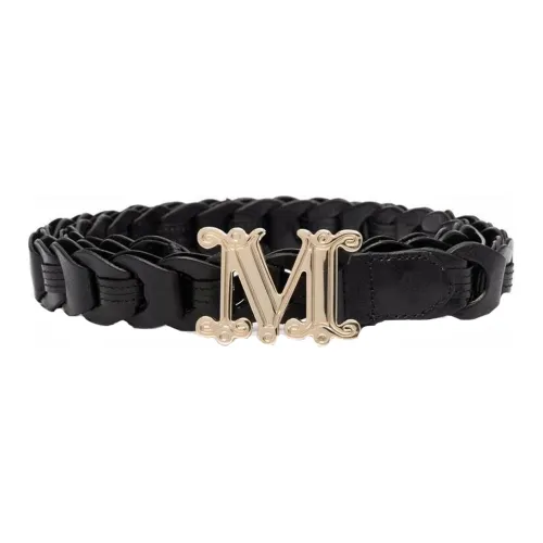 MaxMara Буква Металлическая пряжка Ткани вязаные Форма Ремень Унисекс Черный