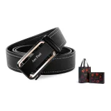 Чёрный ремешок с золотой пряжкой + премиум-коробка