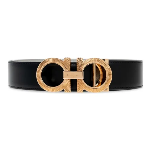 FERRAGAMO GANCINI Ремни из коровьей кожи Мужской Черный Ширина 3,5 см