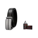 Гладкий черный ремешок с металлической пряжкой + премиум-коробка.