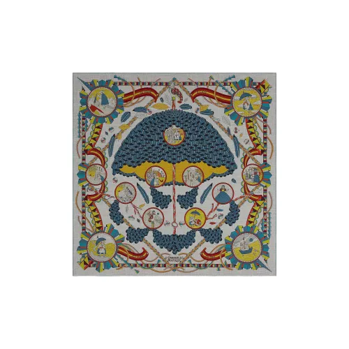 Hermes L'Ombrelle Magique Кашемир Палантины Смешанный серый/Синий/Многоцветный Женские