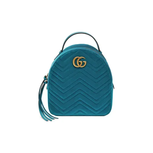 GUCCI Marmont Quilted Бархат Рюкзак Женские Павлин Синий