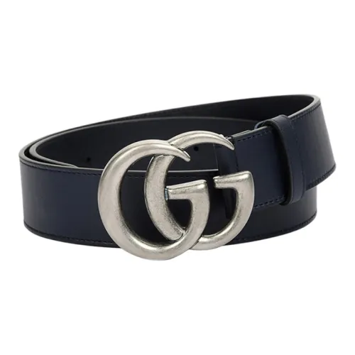 GUCCI Ремень из коровьей кожи мужской синий ширина 4 см