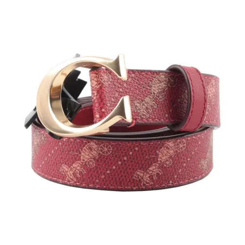 COACH Кожаные ремни Женские Коричневый Красный Ширина 2,5 см