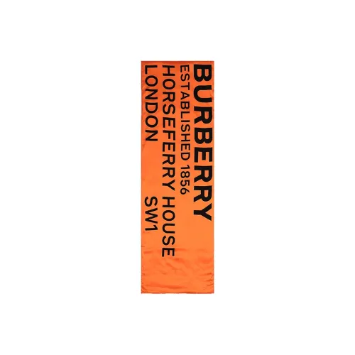 Burberry Шелковые шарфы Черный, Апельсин Унисекс