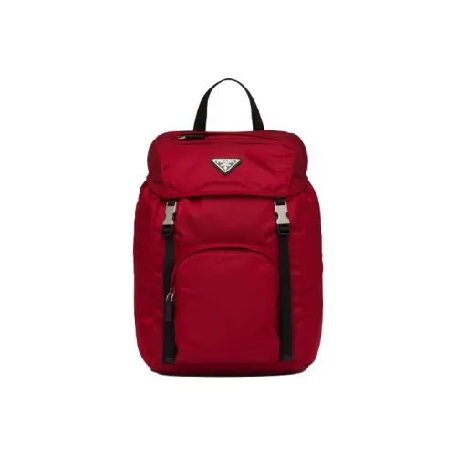 PRADA Nylon Double Shoulder Bag Backpack Unisex Red Black PRADA Нейлон Двойной Плечевой Рюкзак Унисекс Красный Черный
