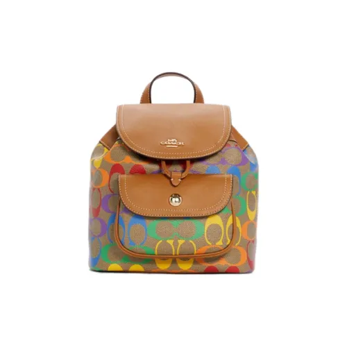 COACH Pennie Кожаный вставки Рюкзак Маленький Женский с принтом