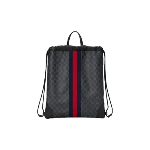 GUCCI Canvas с кожаными вставками рюкзак мужской черный серый
