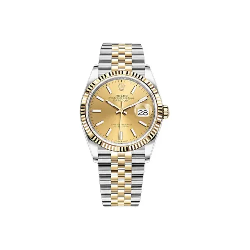 ROLEX Log Series Автоматический Механический Механизм Унисекс Часы 36 мм Золотой Циферблат Оистерстел Кейс