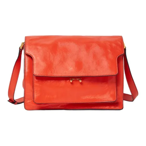 MARNI Основная часть Телячья кожа Сумка Аккордеонная сумка Сумка на плечо Женская Апельсин