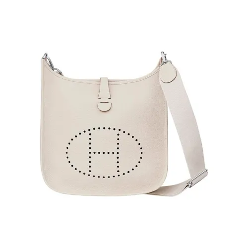 HERMES Evelyne Кожа Сумка через плечо Большая Женская Молочный Белый