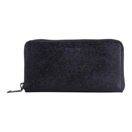 COACH Аккордеонный кошелек Крестовая текстура Кожа Кошелек Мужской Черный