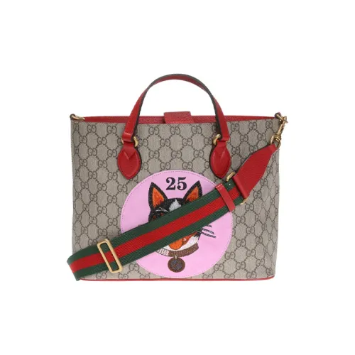 GUCCI Canvas с кожаными вставками тоут сумка для покупок сумка сумка через плечо сумка через плечо обычная женская эбеновый розовый красный