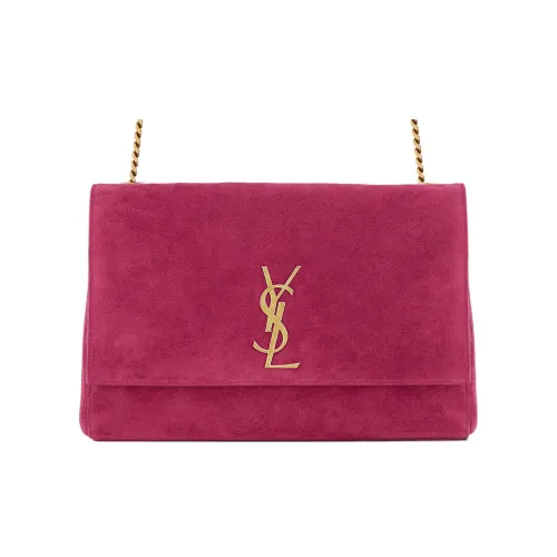 SAINT LAURENT Kate Замша Пэчворк Кожа Сумка через плечо Средний Женские Пурпурно-розовый