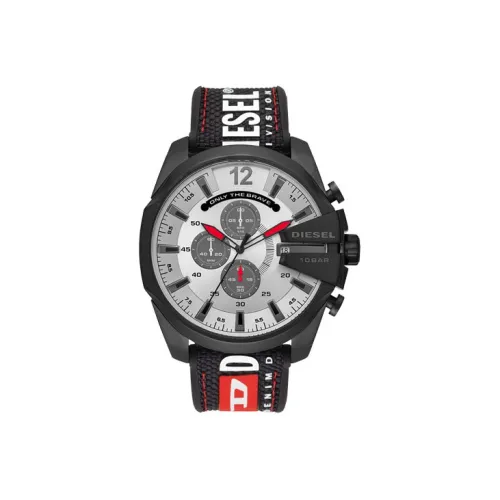 DIESEL MEGA CHIEF Наручные часы Кварцевый механизм Кожа Текстиль Ремешок Серый циферблат Мужские часы