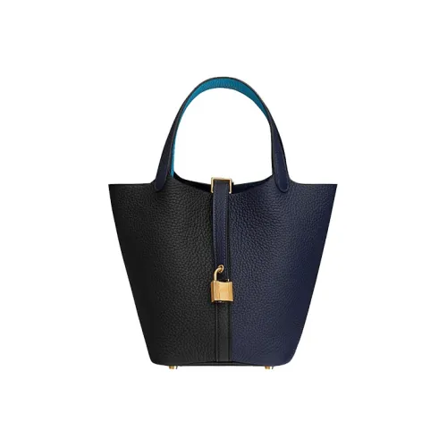 HERMES Picotin Lock Сумка из кожи Taurillon Clemence 22 женская полночный синий черный Frida синий