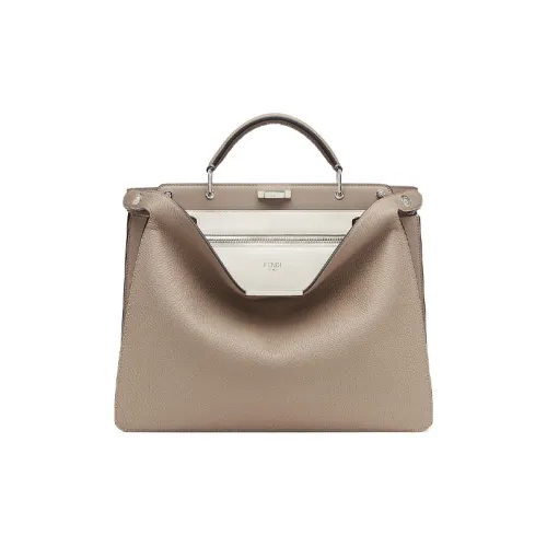 FENDI Peekaboo ISeeU Кожа Сумка-тоут Сумка через плечо Сумка среднего размера Мужская Бежевая