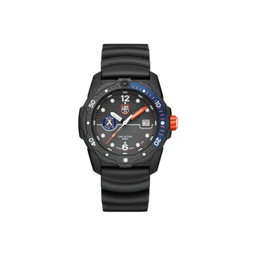 LUMINOX Кварцевый механизм Мужские часы Часы 42 мм Черный циферблат Углеродное волокно Чехол для часов Резиновый ремешок