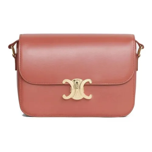 CELINE Triomphe Блестящая сумка из коровьей кожи плечо сумка через плечо сумка через плечо средний размер женская терракотовая