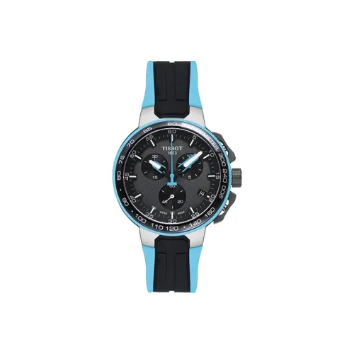 TISSOT Race Collection Кварцевый механизм Мужские часы Циферблат 44,5 мм Черный корпус Нержавеющая сталь Ремешок из силикона