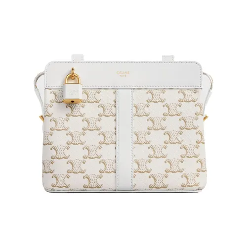 CELINE Triomphe Холст коровья кожа сумка через плечо женская белая