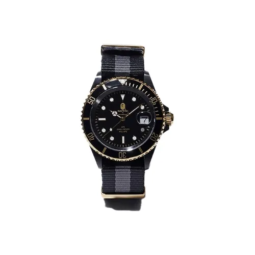 A BATHING APE Bape Watch Кварцевый механизм Нейлоновый ремешок Часы Унисекс Черный циферблат 1F80 182 048