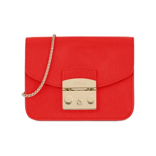 Furla Metropolis Collection Кожаная маленькая квадратная сумка через плечо мини женская цвет вермильон