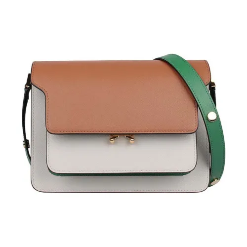 MARNI Основная часть Коровья кожа Сумка через плечо Сумка на плечо Средняя Женская Серый Коричневый