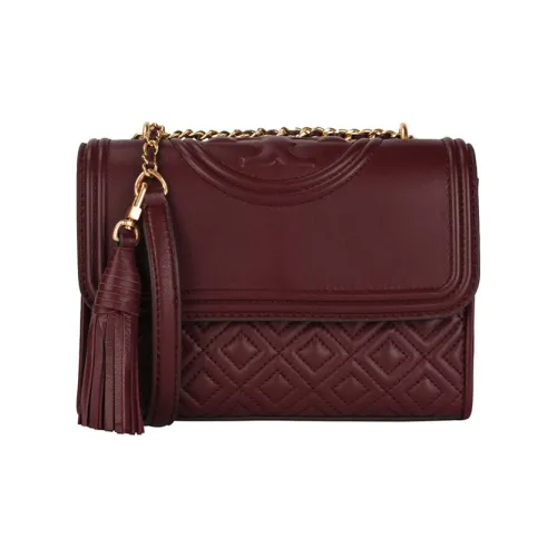 TORY BURCH Fleming Sheepskin Crossbody Bag Shoulder Bag Women's Burgundy TORY BURCH Fleming Овчина Сумка через плечо Сумка на плечо Женская Бургунди