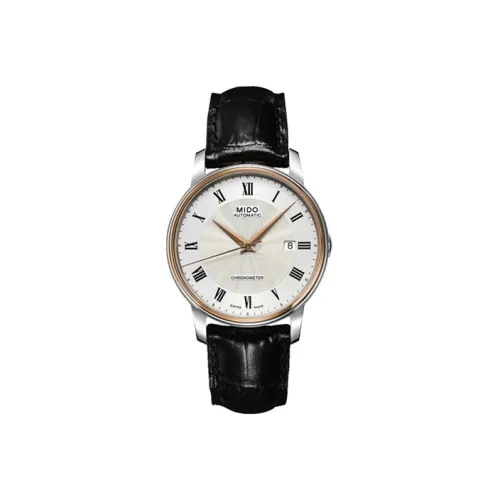 Mido Baroncelli Автоматический Механический Механизм Женские Часы 33 мм Серебристый Циферблат Корпус из Нержавеющей Стали Кожаный Ремешок
