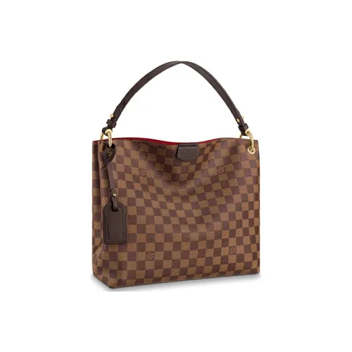 LOUIS VUITTON Graceful Корова Кожа Текстильная Сумка-Хобо Сумка-Тот Сумка Маленькая Женская Коричневая