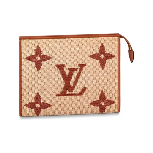 LOUIS VUITTON Сумка для туалетных принадлежностей из коровьей кожи клатч женская натуральный коричневый