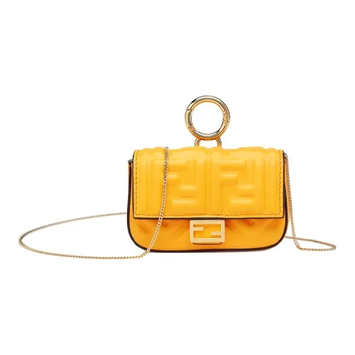 FENDI Baguette Кожа Наппа Цепочка Подвеска Монета Кошелек Сумка через плечо Женская Оранжевая