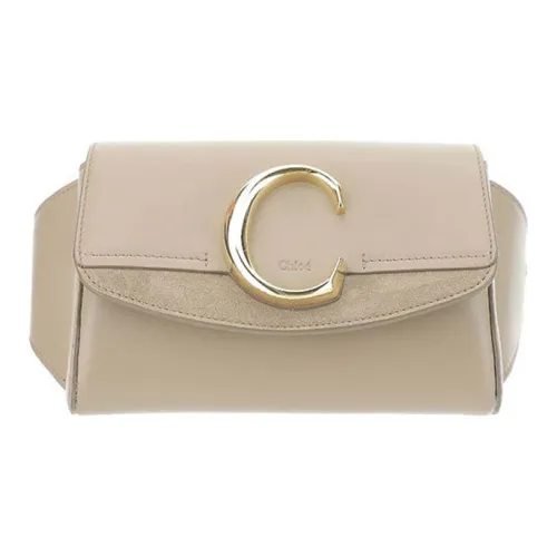 Chloe Блестящая Телячья Кожа Слинг-Сумка Поясная Сумка Женская Бежевая