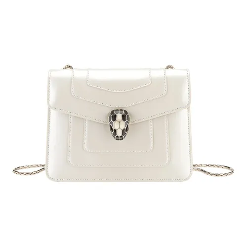 BVLGARI Serpenti Forever Телячья кожа Сумка через плечо Сумка на плечо Женская Белая Агат Цвет