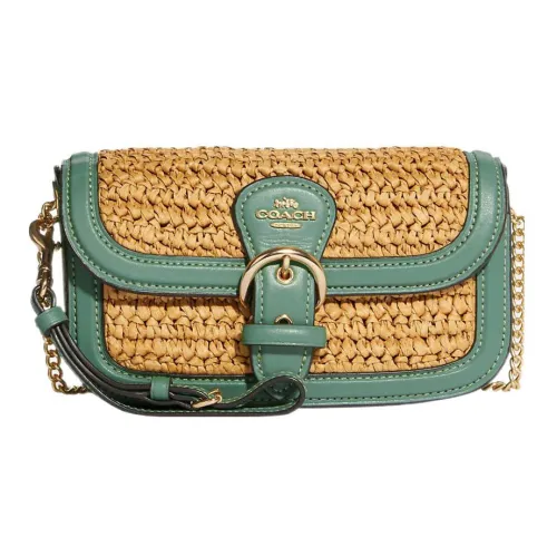 COACH Kleo Клатч из коровьей кожи сумка на запястье сумка через плечо женская хаки и синий