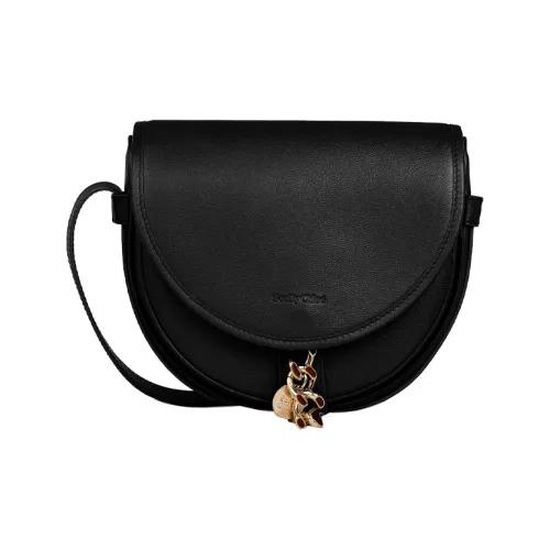 See By Chloe Коровья кожа крупнозернистая текстура седельная сумка сумка через плечо женская черная