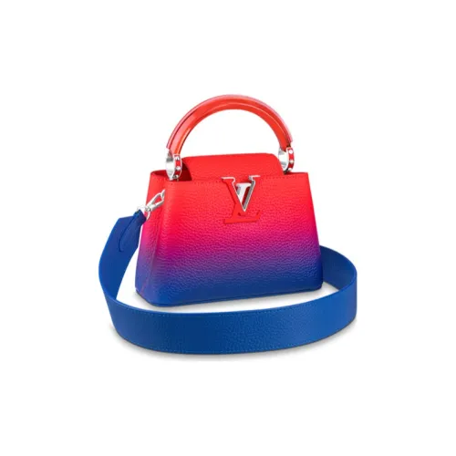 LOUIS VUITTON Capucines Коровья кожа Портативная Сумка через плечо Сумка на плечо Мини Женская Красная и Синяя