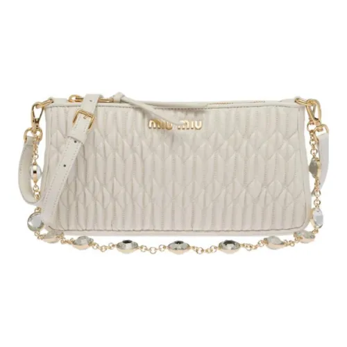 MIU MIU Мателасе Овчина Плиссированная Сумка через плечо Мини Женская Белая