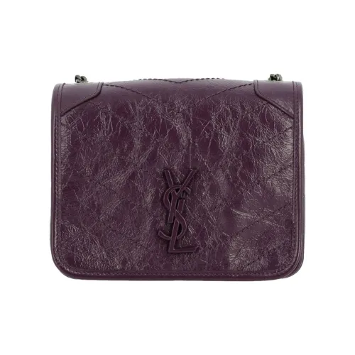 SAINT LAURENT Niki Сумка через плечо из кожи женская темно-фиолетовая
