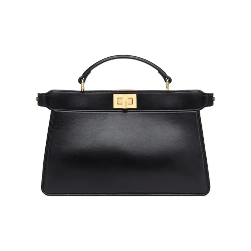 FENDI Peekaboo ISeeU Кожа Аккордеонная Сумка Портативная Сумка через плечо Женская Черная