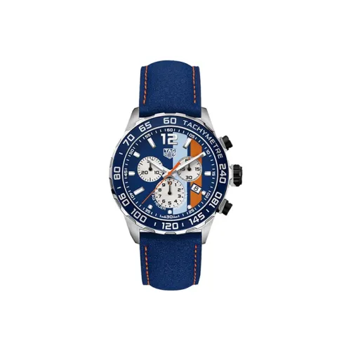 TAG HEUER F1 Collection Кварцевый механизм Мужские часы Синий циферблат Корпус из нержавеющей стали Ремешок из натуральной кожи