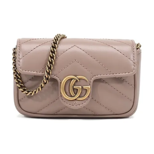 GUCCI GG Marmont Кожа Кожаный Холдер для Карт Монетница Сумка Сумка через плечо Женская Нюдово-розовая