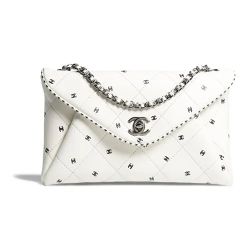 CHANEL Кожа Конверт Сумка Сумка с цепочкой Клатч Женская Белая